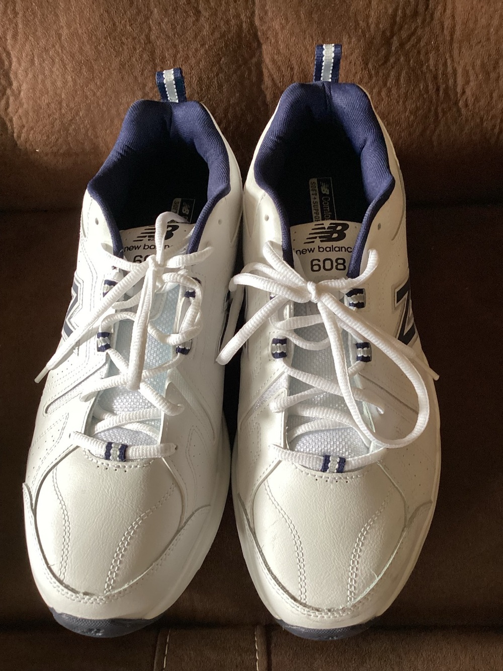 New Balance 608 V5 Mens Training Shoes White Navy MX608WN5 Size 12.5 4E
